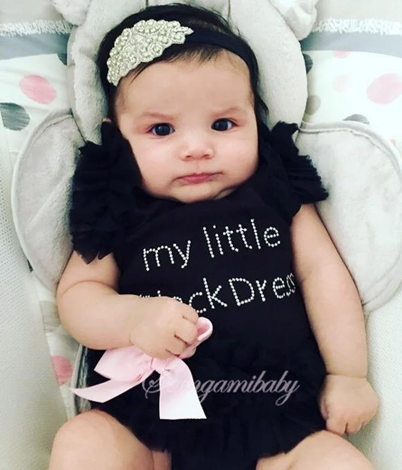 

Little Girl Black Baby Rompers 1 2 Year Toddler Birthday Outfits Kids Summer Clothes For Girl Clothing Jumpsuits Roupas Infantil