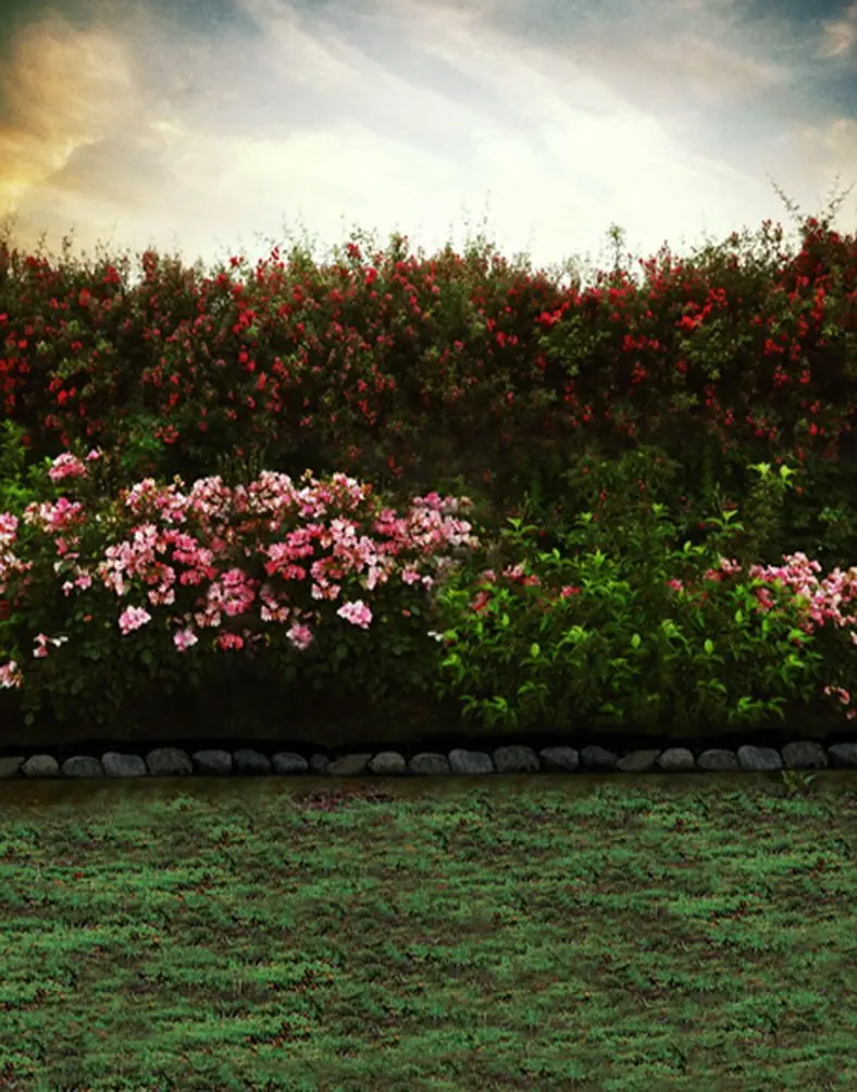 

5x7ft Green Leaves Pink Red Flowers Photography Backdrops Photo Props Studio Background