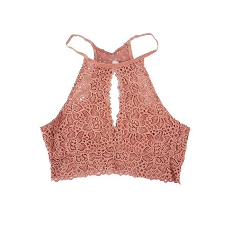 Женский Кружевной укороченный топ женский бюстгальтер Бралетт с вырезами на