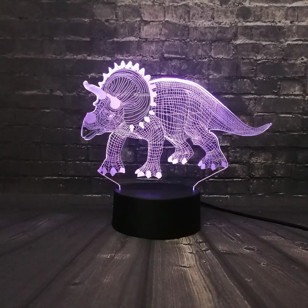 Акриловый светодиодный 3D животных вулканической лавы с рисунком динозавра в