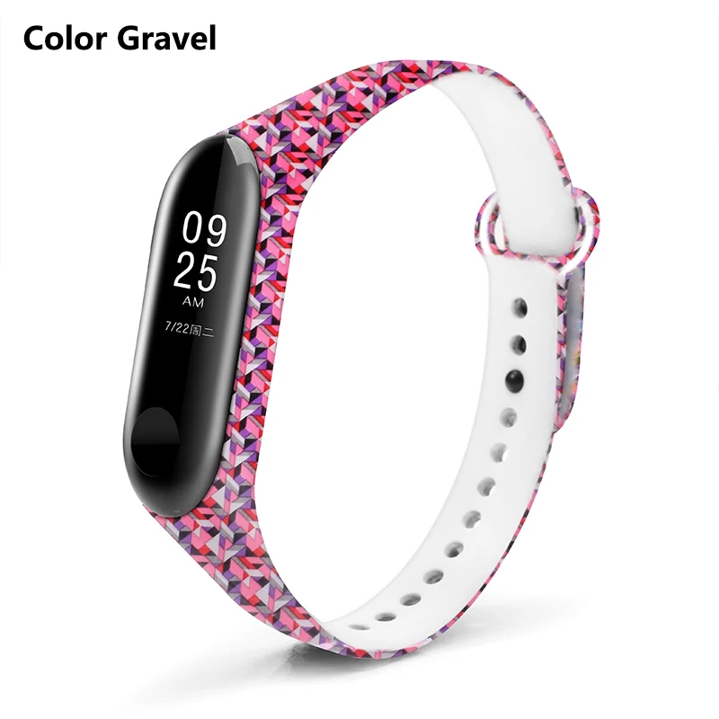 BOORUI, цветной браслет Mi Band, 3 ремешка, сменный Браслет Для Xiaomi miband 3, силиконовый браслет, correa mi3, ремень с разнообразными цветами - Цвет: Color Gravel