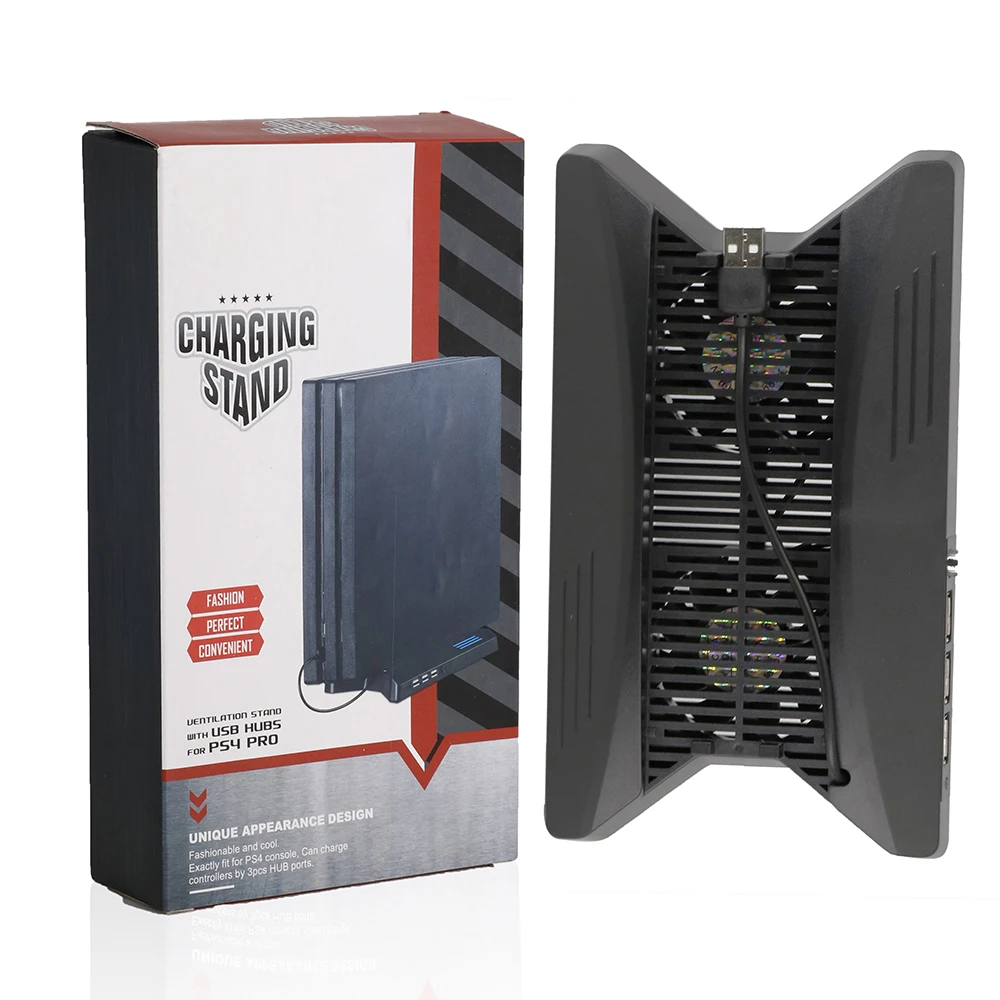 Многофункциональная вертикальная подставка для PS4 ProHolder + охлаждающий вентилятор