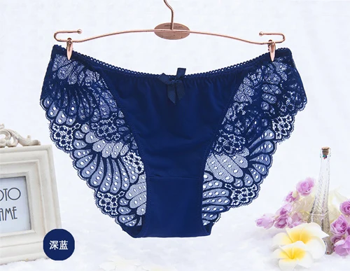 navy 6XL, сексуальные трусики, женское нижнее белье, кружевные трусы, Calcinhas Lingeries, бесшовные трусики размера плюс, шорты, нижнее белье для девушек, трусы с цветочным рисунком - Цвет: navy