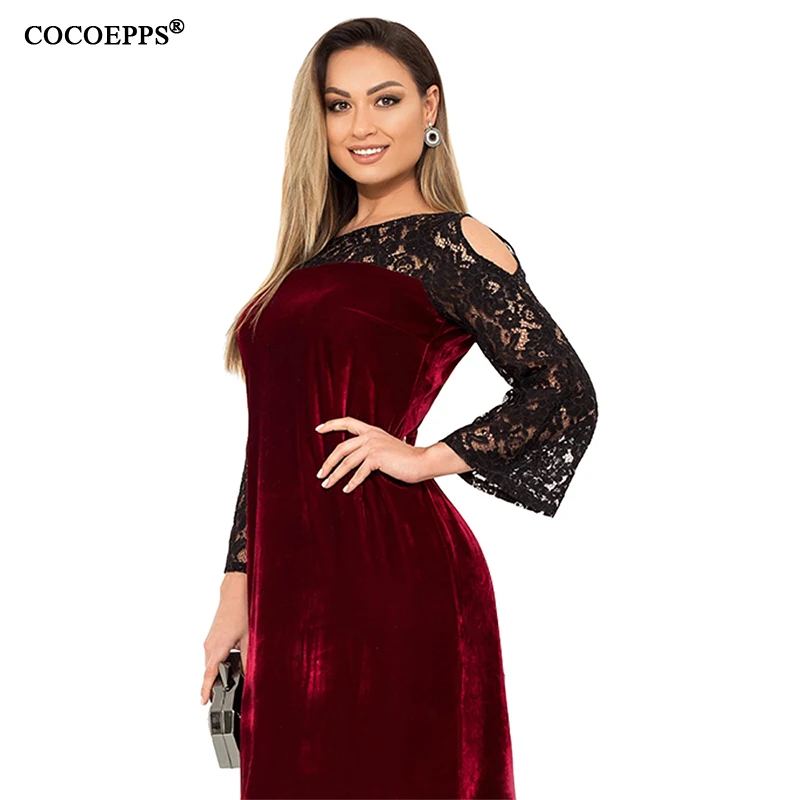 2019 Новое модное платье размера плюс женское повседневное свободное кружевное