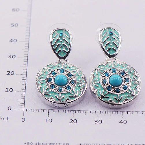 

Green Crystal Zircon Enamel 925 Sterling Silver Crystal Earrings TE407