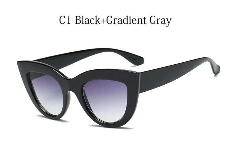 C1 Black Gray Ретро кошачий глаз солнцезащитные очки для женщин брендовая дизайнерская Дамская мода БАРБИ порошок зеркальные линзы Cateye Солнцезащитные очки для женщин UV400 - Цвет линз: C1 Black Gray