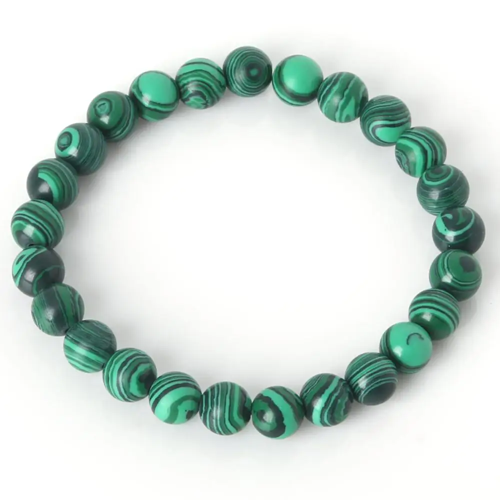6mm/8mm/10mm Charm Bracelet With Natural Stone Beads Loose Round Malachite Peacock Beaded For Women Friend Gift | Украшения и