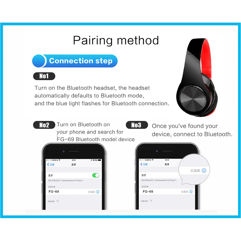 1pc Bluetooth Headset Foldable Stereo High Battery Capacity Wireless Headphone for Computer MP3 ING-SHIPPING | Электроника