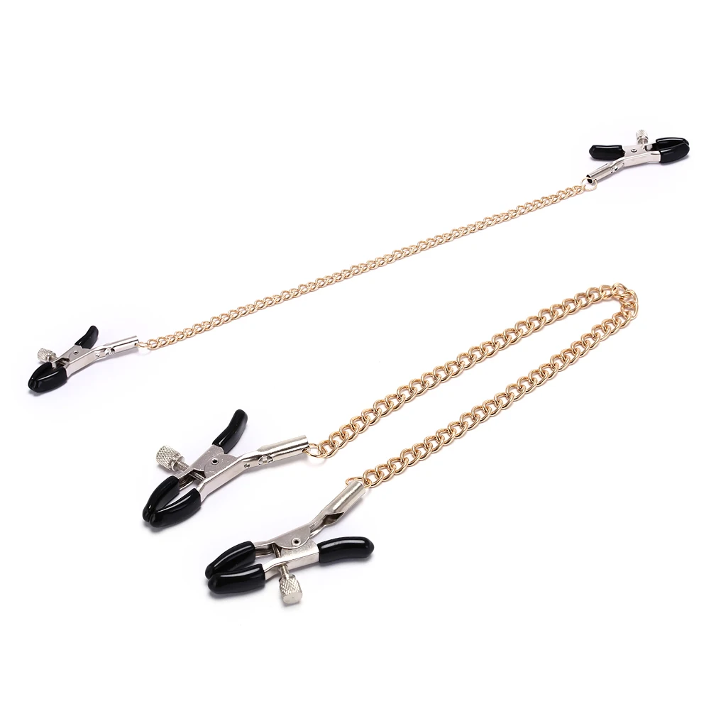 

1Pair Gold Chain Fetish Nipple Clamps Shaking Milk Stimulate Exotic Accessories For Lovers Couple Body Jewelry Accessories