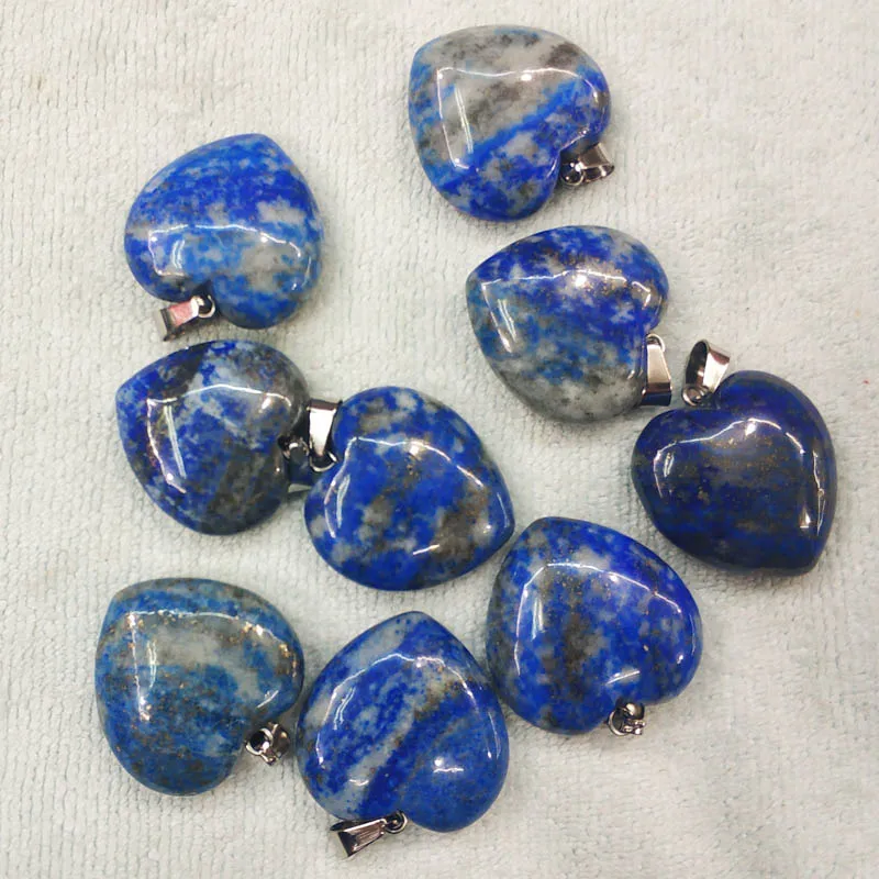 

2019 Fashion good quality natural Lapis Lazuli love heart shape pendants for jewelry making 25mm 8pcs/lot wholesale free