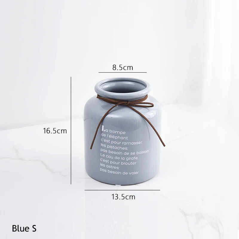 Blue S 1 шт., ваза с оленем, керамическая ваза для цветов с веревкой и бантом, дизайн, гидропонный контейнер, украшение для дома, центральная часть - Цвет: Blue S