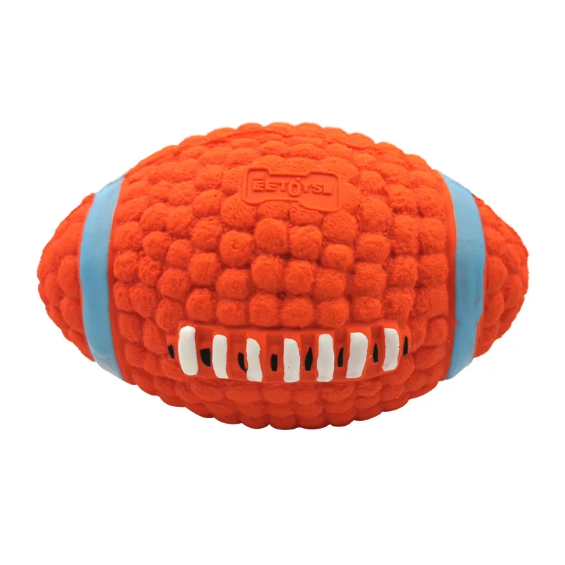 Rugby Игрушка для собак из натурального латекса мячи для собак пищалка игрушки жевательные игрушки для маленького большого щенка собаки чихуахуа Французский бульдог, золотистый ретривер - Цвет: Rugby