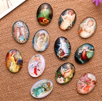 noble angel 13x18mm18x25mm30x40mm oval photo glass cabochon demo flat back making findings jewelry making