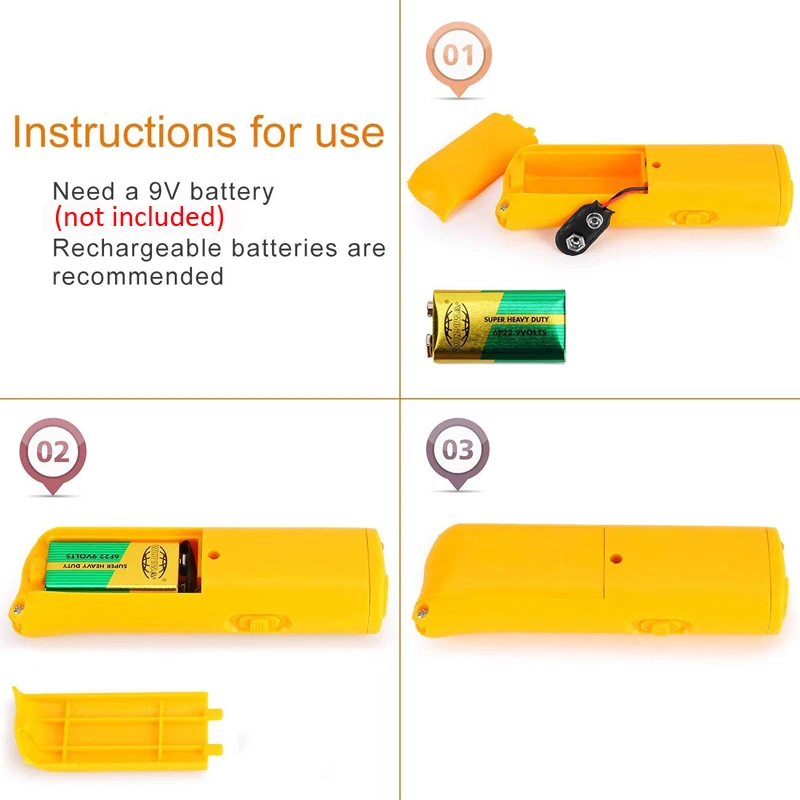 Anpro 3 in 1 Dog Bark Stop Repeller Handheld Ultrasonic Dog Repeller Anti Bark Control Anti Barking Device with LED Flashlight