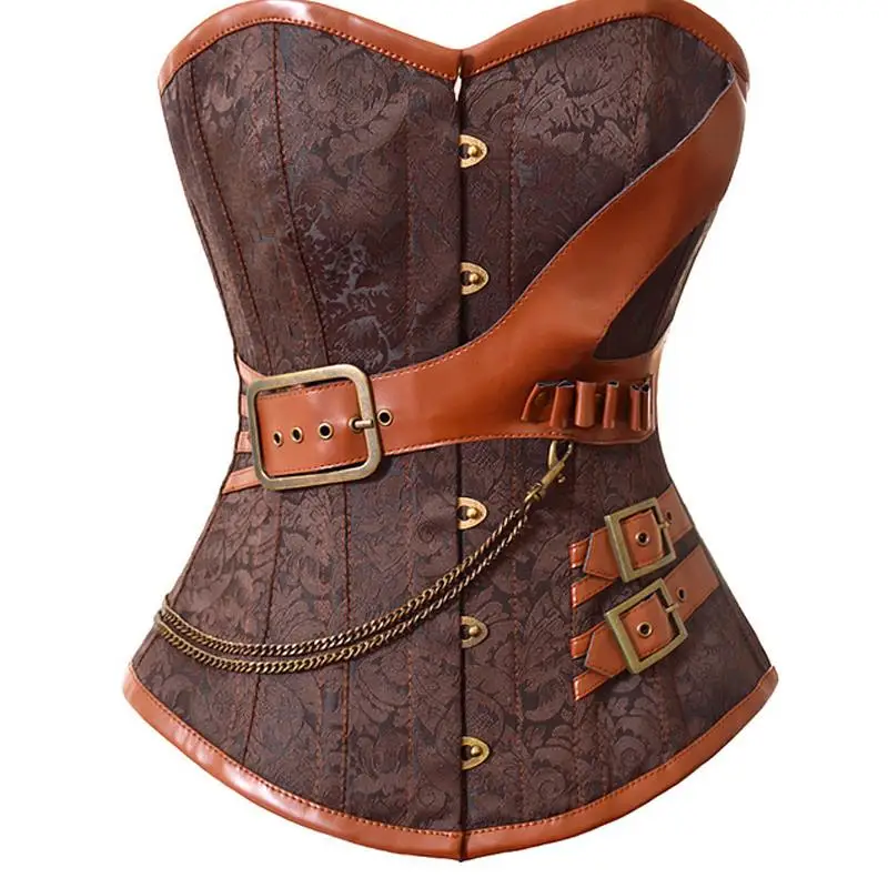 Женский корсет в стиле стимпанк коричневого цвета|bustier gothic|corset bustiergothic steampunk |