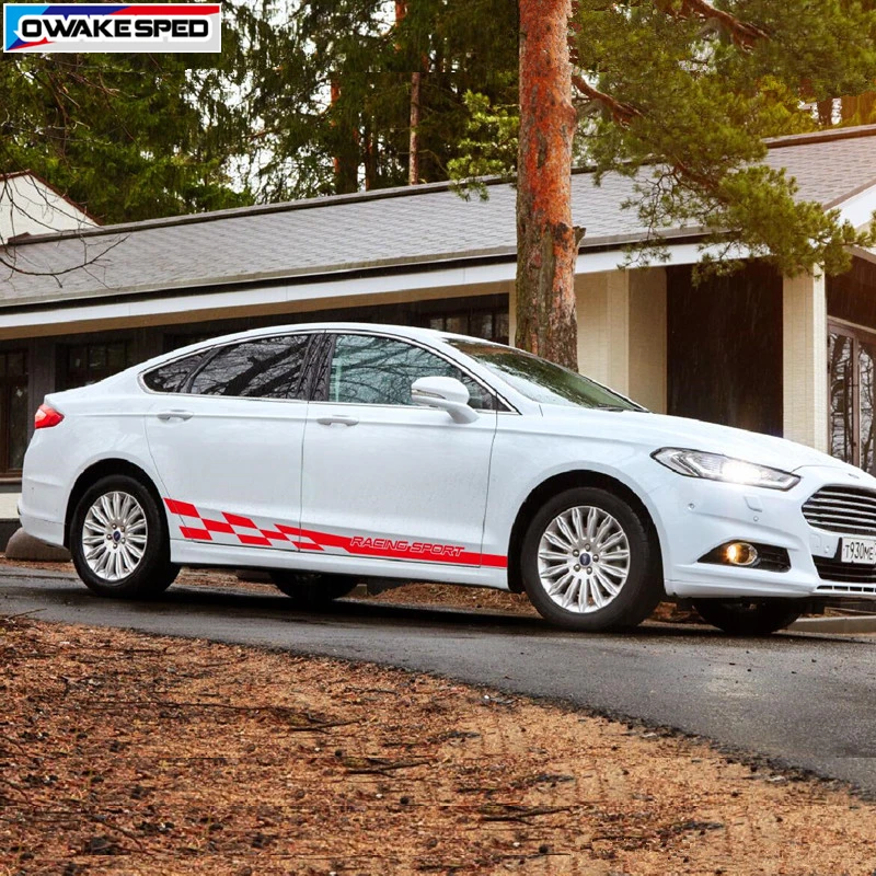 Автомобильная наклейка s Racing Sport флаг графика полосы для Ford Mondeo Vignale ST дверь боковая юбка наклейка авто кузов Декор виниловые наклейки