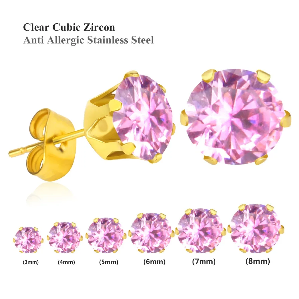 LUXUSTEEL Green/Purple/Pink/Blue/Red/Champagne/Yellow Cubic Zirconia 6Pairs/Boxes Earring Sets 3mm to 8mm Stud Earrings | Украшения и