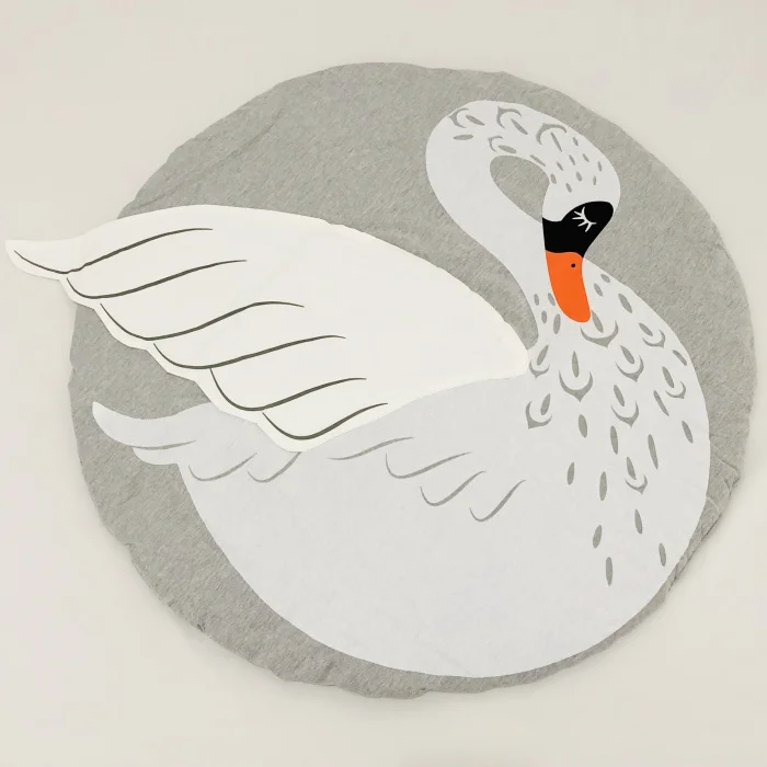 swan 90cm 95 см детская игра коврики круглый коврик, мат хлопок Лебедь Ползания одеяло пол ковер для детской комнаты украшения INS подарки для малышей - Цвет: swan 90cm