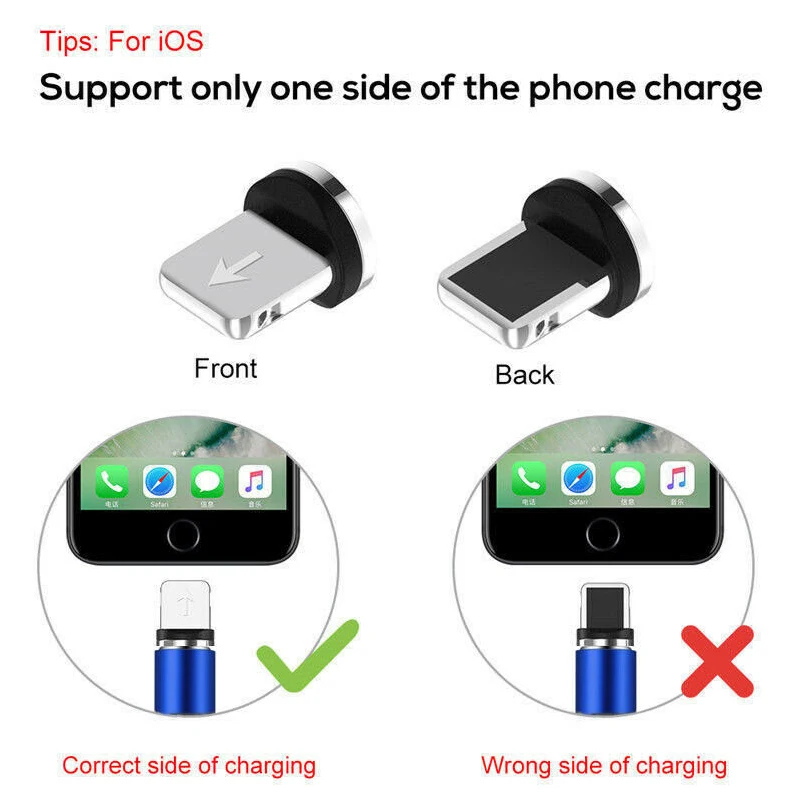 UGI Магнитный кабель 1 м-3 м iOS Порт 360 градусов сильная Адсорбция USB зарядный для iPhone