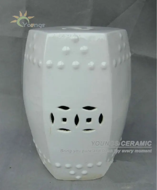

White Hexagon Ceramic Porcelain Ottoman Bed End Stool