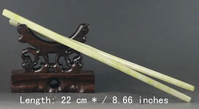 

100% / natural color jade a pair of Chinese chopsticks 22 cm * / 8.66 inches