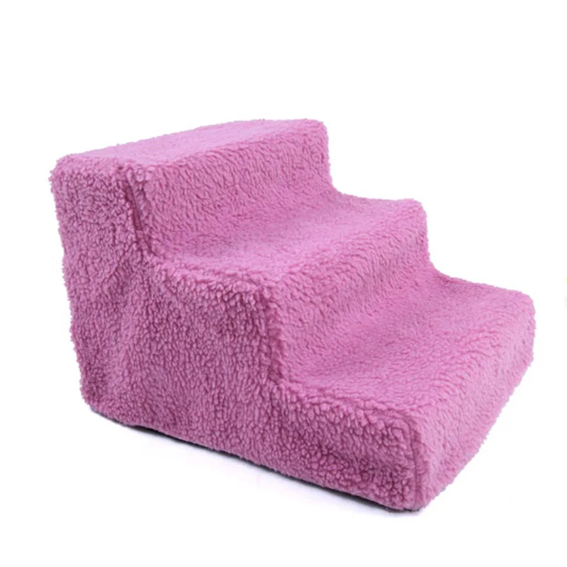 pink HEYPET лестница для собак 3 ступени лестница для маленьких собак домик для щенков кошек лестница для домашних животных Нескользящая Съемная кровать для щенков - Цвет: pink