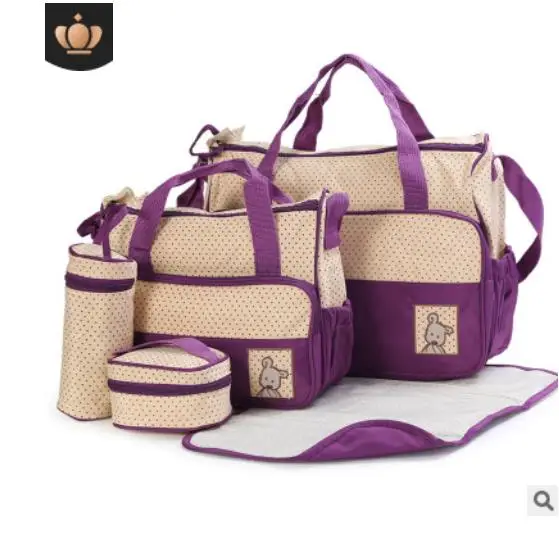 purple 5 шт., детские сумки для мамы, органайзер, Детская сумка, дорожный рюкзак, большая вместительность, для мам, коляска, для мам, сумки для подгузников, наборы, сумка для подгузников - Цвет: purple