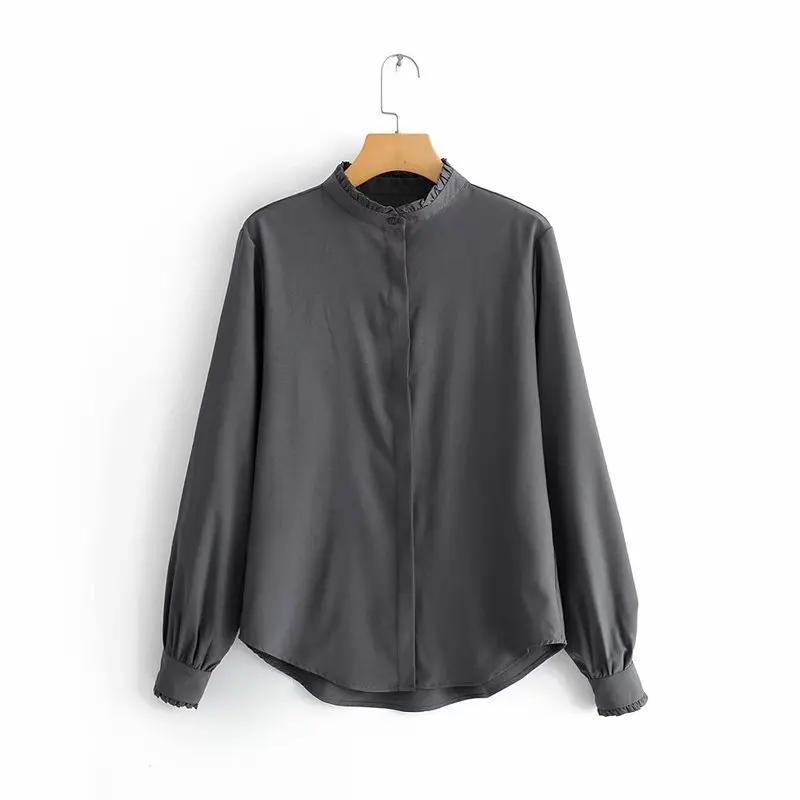 Fashion Women TC38-6298 European and American fashion agaric edge collar shirt |