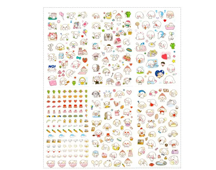 6 листов DIY Красочные Molang кролики kawaii наклейки для дневника планировщик дневник бумага Скрапбукинг альбомы фотобирка