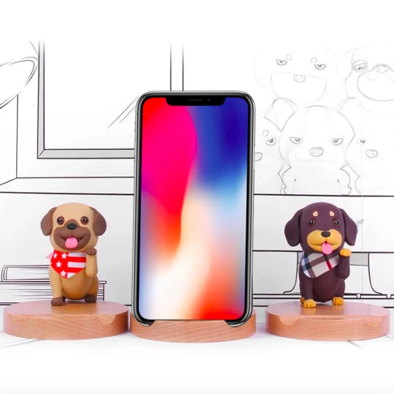 Kawaii милые щенок держатель сотового телефона для Мобильный телефон деревянный с