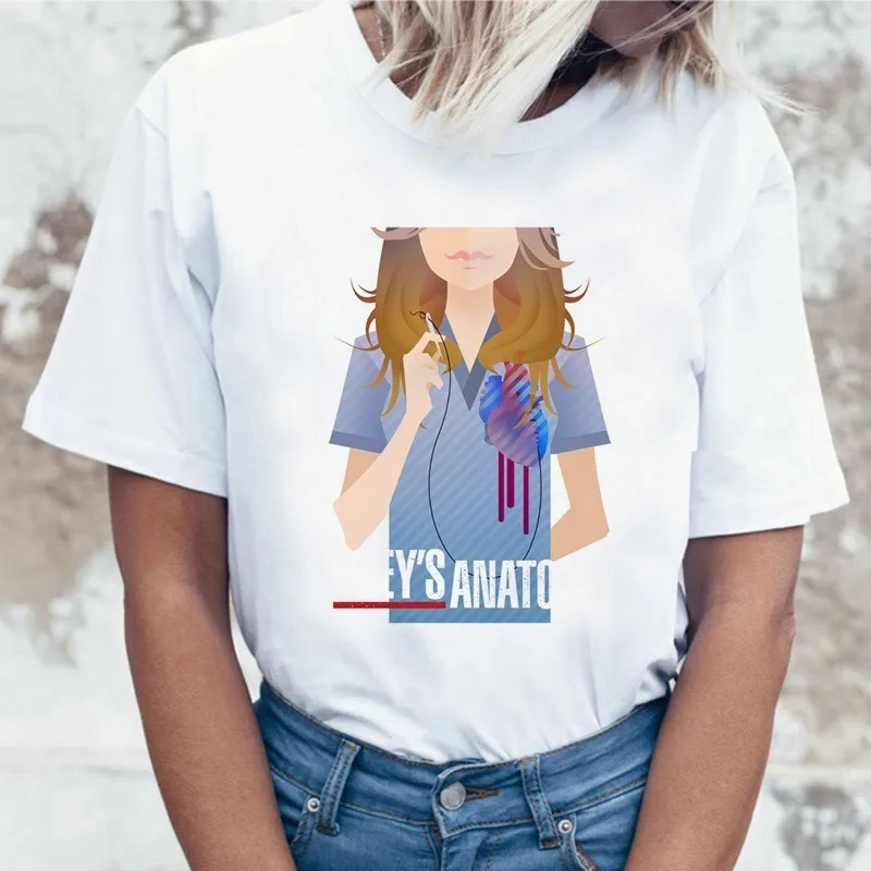 Cartoon Greys Anatomy T-shirts Women You're My Person Letter T Shirt 90s Harajuku Ullzang Fashion Tops Tee Korean Tshirt Female