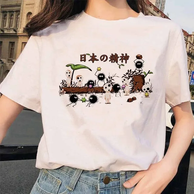 Футболка Totoro Spirit Out Хаяо Миядзаки из мультфильма Studio Ghibli femme женская футболка с японским аниме, женская одежда с аниме - Цвет: 4