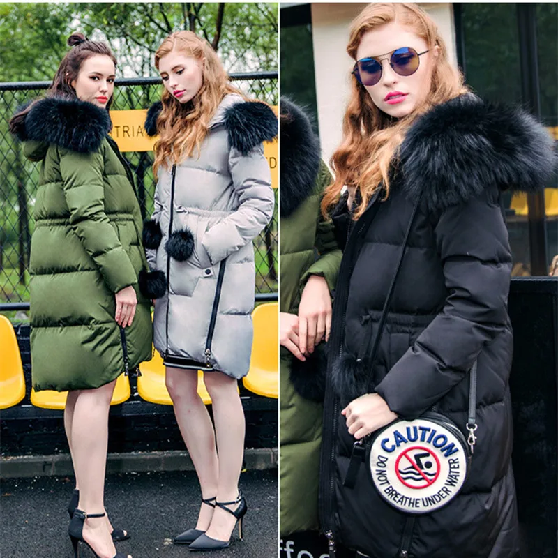 

(TopFurMall)European Winter Women Down Parkas Coats with Raccoon Fur Hoody 80% Duck Down Lady Long Plus Size Overcoat 4XL LF4093