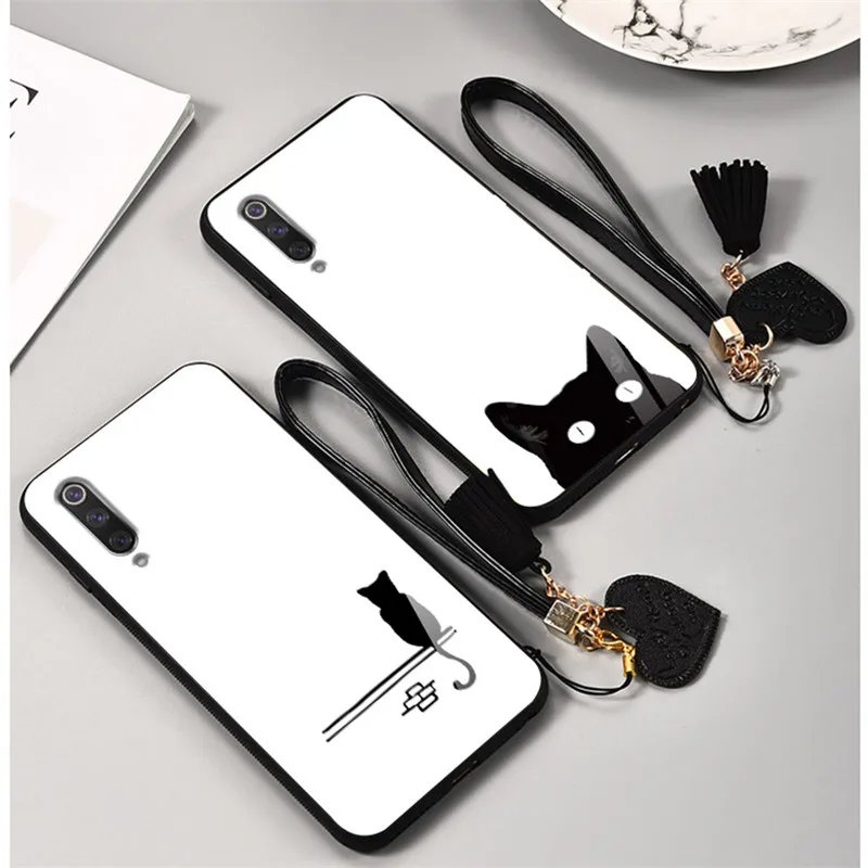Чехол с мультяшным котом BONVAN для Huawei P30 Pro Lite Жесткий из закаленного стекла P20 2019