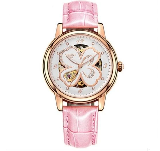 Женские Механические часы модные трендовые водонепроницаемые с четырехлистным