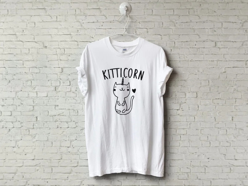 Лето 2017 г. новые модные мужские Смешные Новинка Шутка kitticorn Единорог котенок