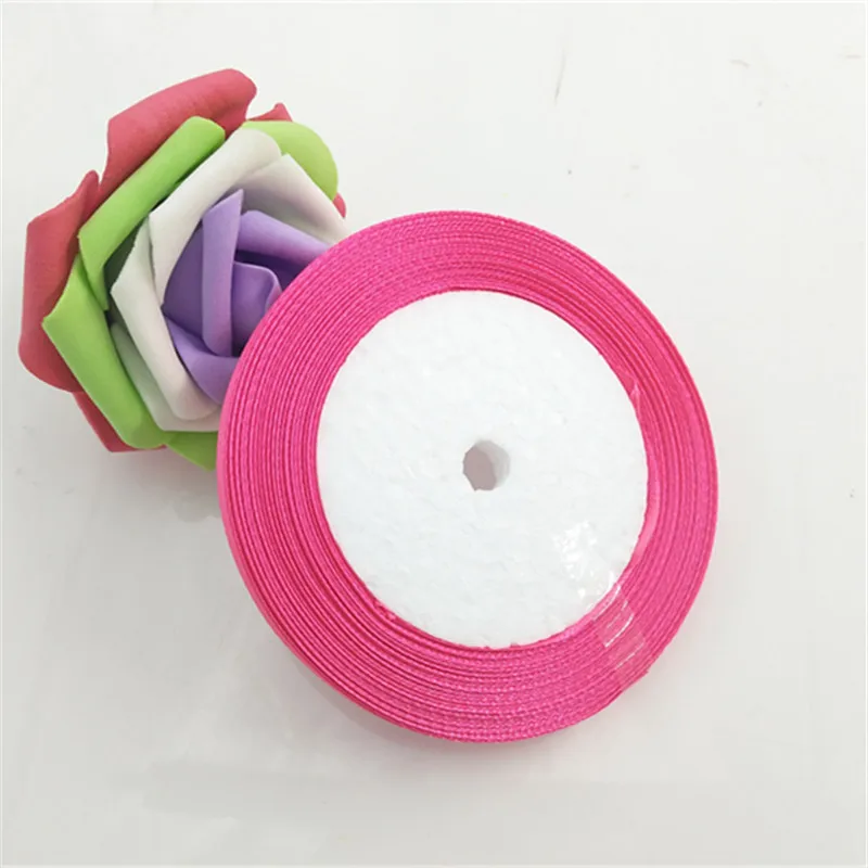 CD-6 Deep pink 25 ярдов/рулон 6 мм Ширина красочные шелковые атласные ленты Свадебная вечеринка украшения подарок ремесло тканевая лента для шитья ткань ленты DIY - Цвет: CD-6 Deep pink