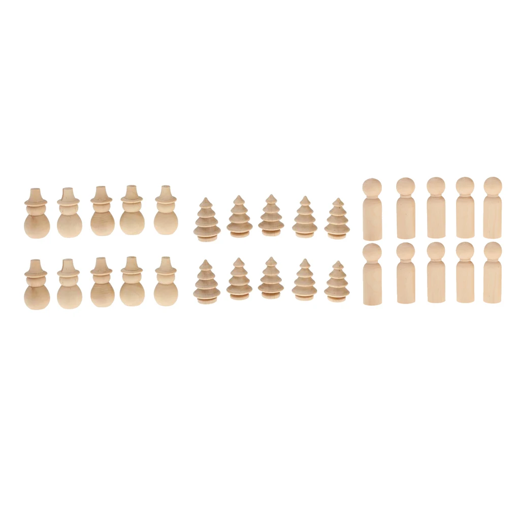 New Hot 30pcs/Set Plain Blank DIY Wooden Peg Dolls Wedding Party Cake Toppers Home Decor Accessory Crafts Montessori Toy | Дом и сад