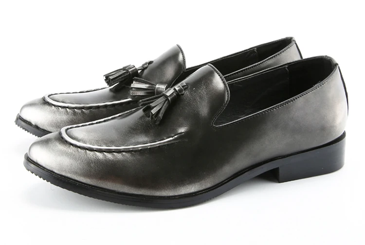 Men Genuine Cow Leather Dress Shoe Design Brand Shoes Male Classic Tassel Brogue Shoe Mans Footwear Formal Wedding Bullock Shoes