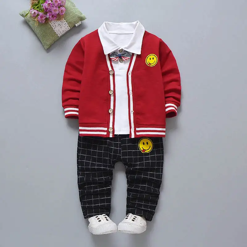 Для мальчиков BibiCola 3 шт. комплекты одежды Новорожденные повседневные пальто +