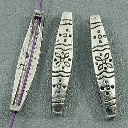 

50pcs Tibetan silver floral bar spacer charms h1070