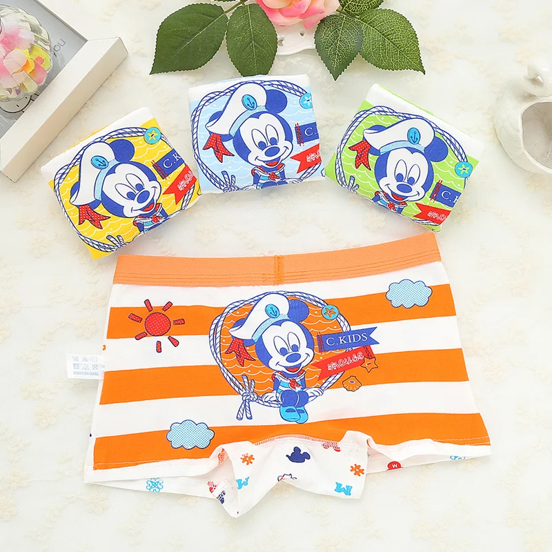 4 шт./компл. трусы для мальчиков боксеры хлопковые детские с медвежонком милые