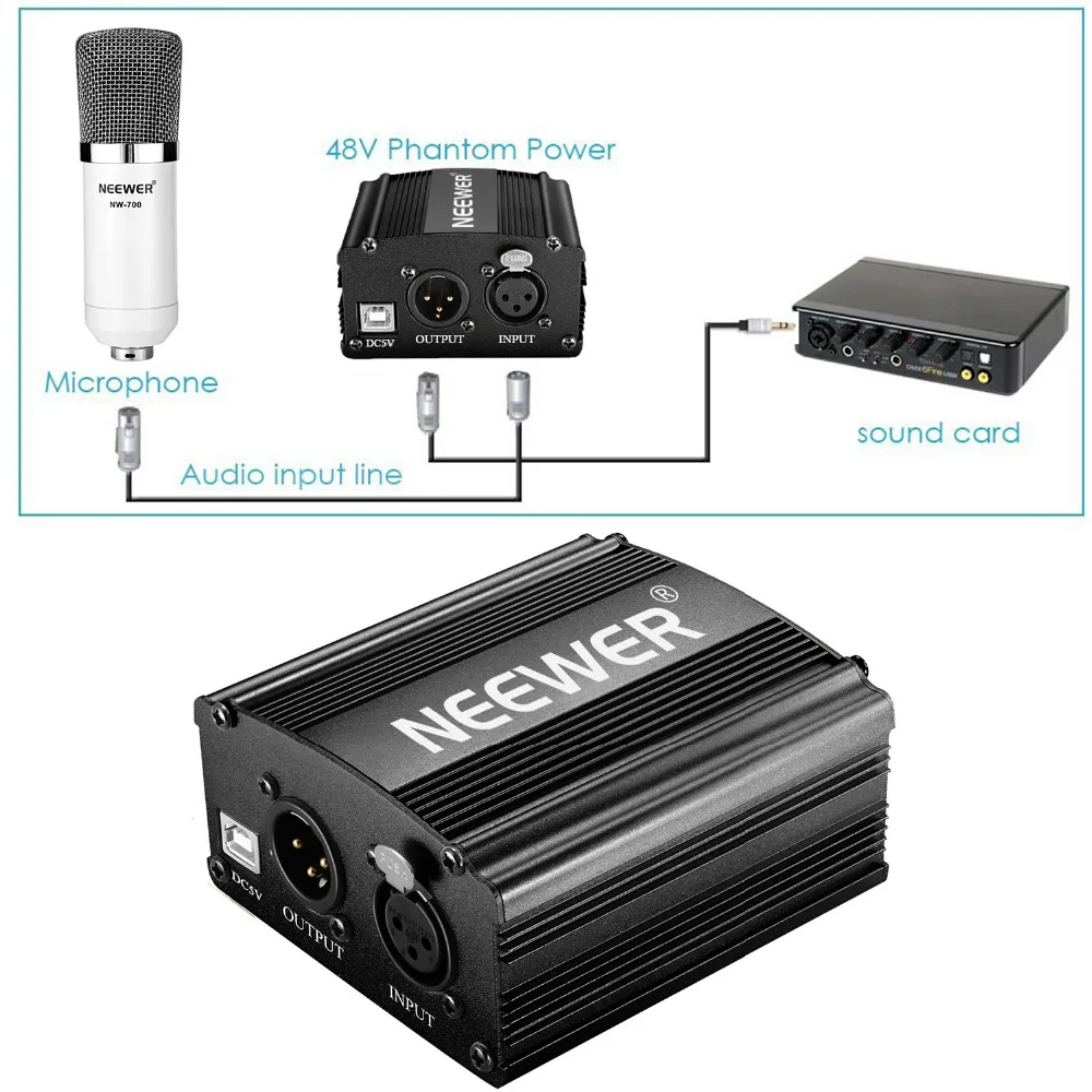 Neewer NW 700 конденсаторный микрофон комплект с USB 48 В фантомный источник питания + 35