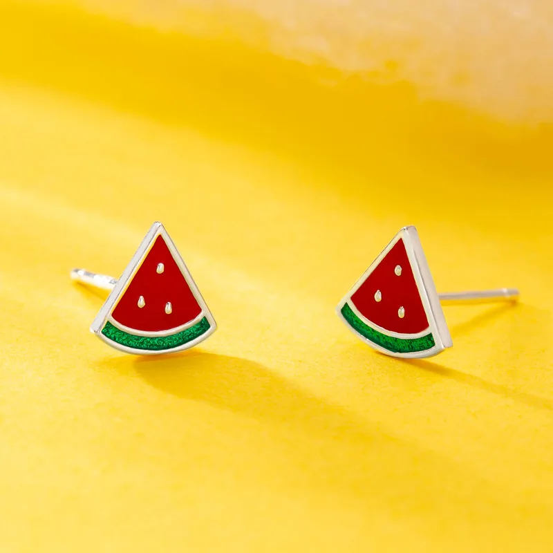 Серебряные серьги из стерлингового серебра S925 пробы милые свежие Арбузные