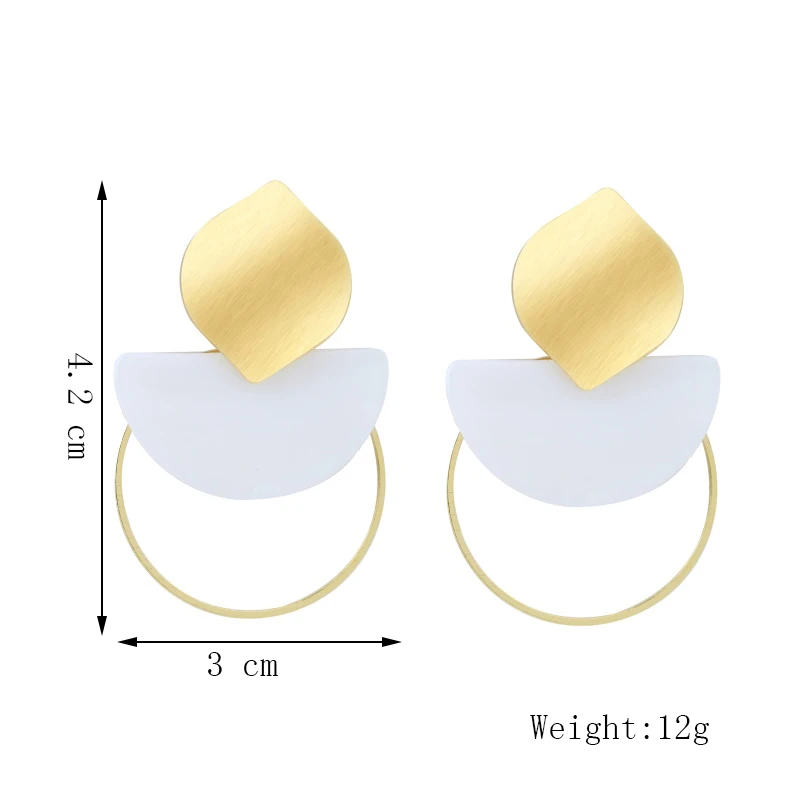 Женские Геометрические висячие серьги Boho Shell богемные с металлическими листьями