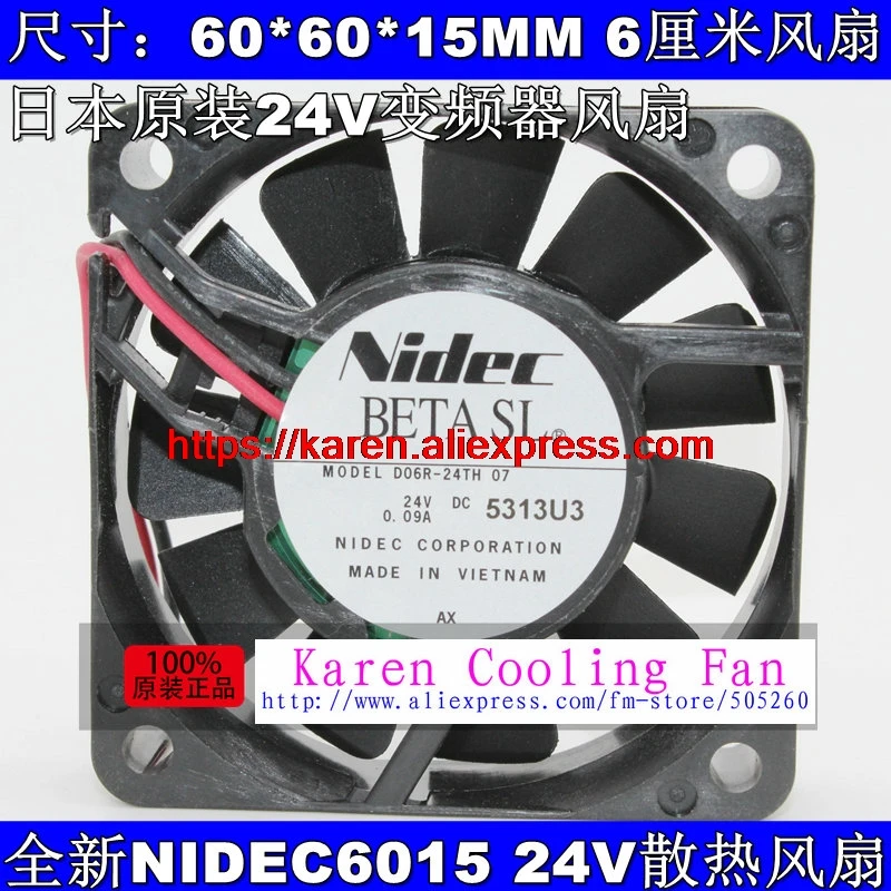 Nidec D06R 24TH DC24V 0.09A 60*60*15 мм 6 см инвертор Охлаждающий вентилятор|cooling fan|6cm fannidec cooling fan |