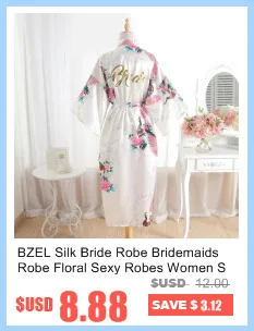 BZEL Matron Of Honor, женские халаты, свадебные, вечерние, подарок, цветочные, атласные, шелковые халаты, кимоно, халат, халат, ночная рубашка, Халат