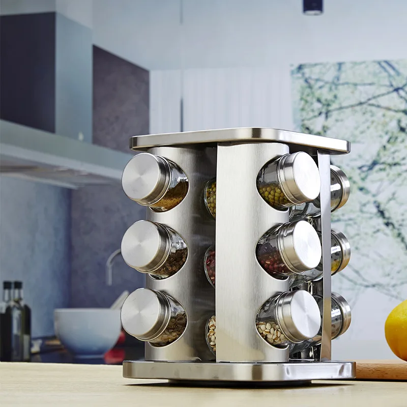 12 шт./компл. кухонная Стеклянная Полка для специй шейкер соли сахара перца банки