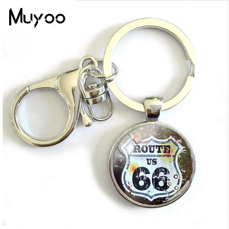Новинка 2018 брелок для ключей Route US 66 женский и мужской круглый | Украшения