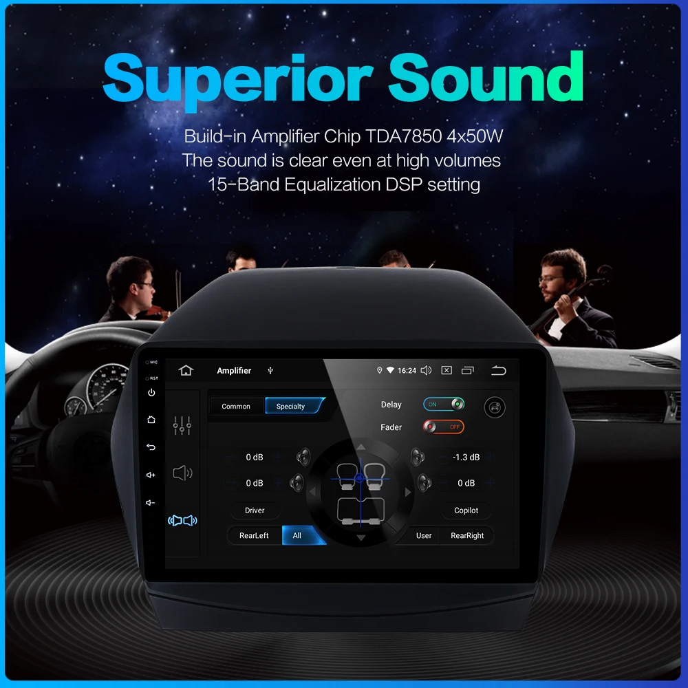 Dasaita " дисплей автомобиля 1 Din радио Android 9,0 для hyundai IX35 2009- USB 64G Ram 1080p видео